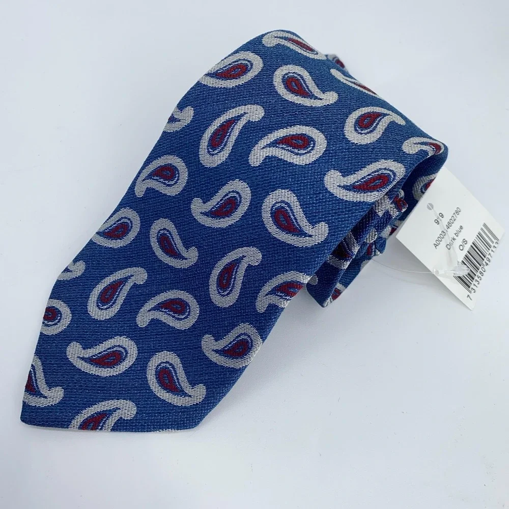 Eton Tie‎ Mens One Size Blue Paisley Silk Classic Luxury Necktie Italy Made NWT